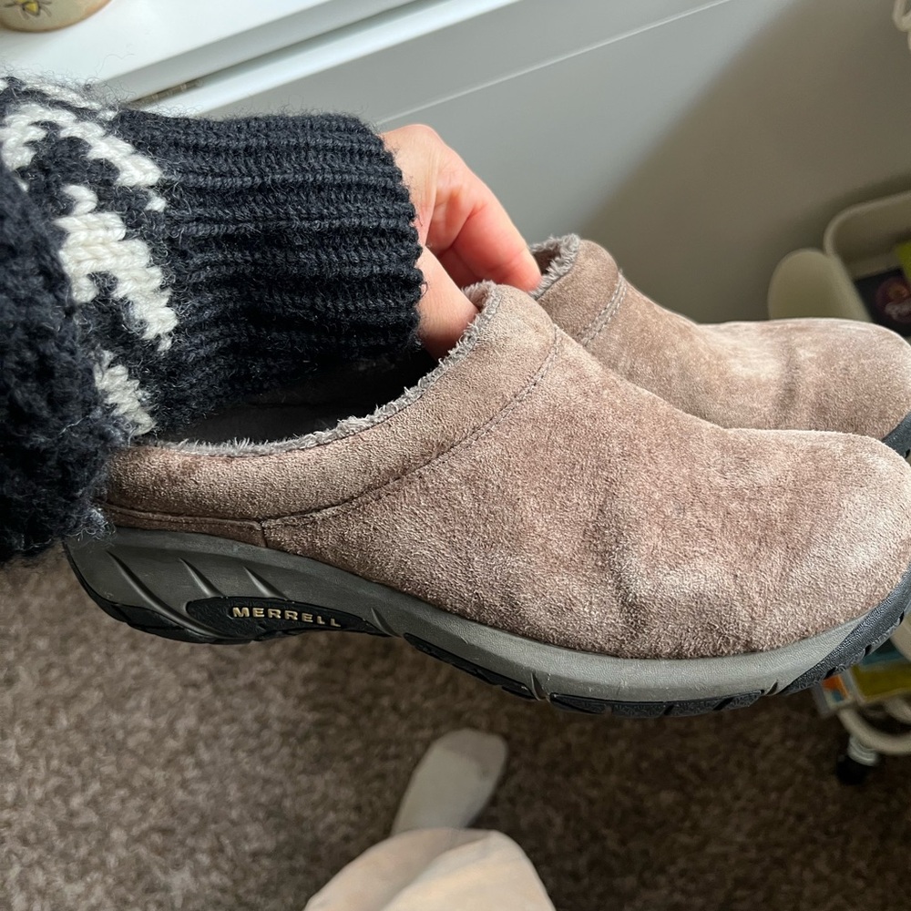 Merrell Women's Brown Suede Mules slip on